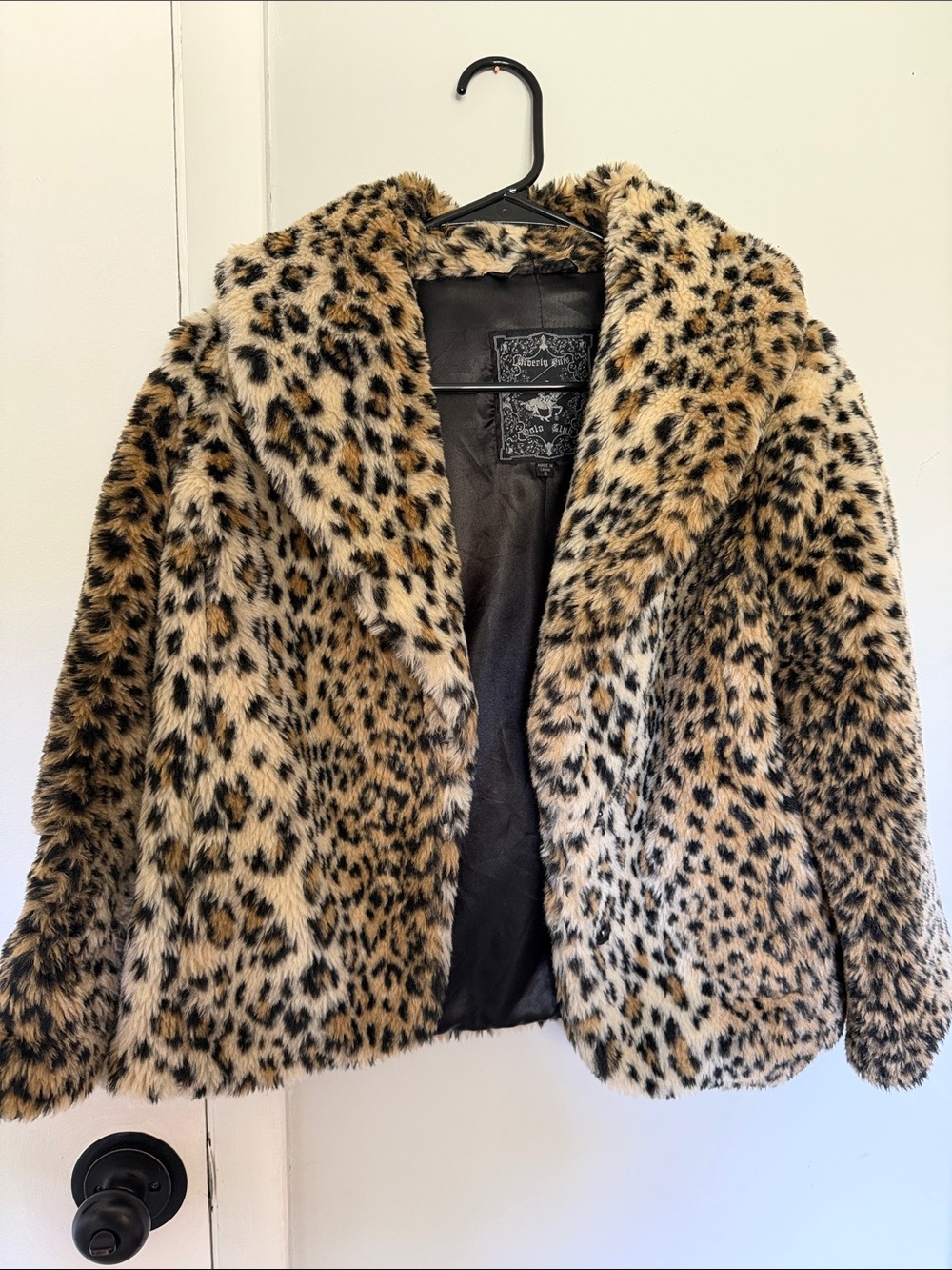 Beverly Hills Polo Club Leopard-Print Teddy Jacket - Black, Brown, Cream